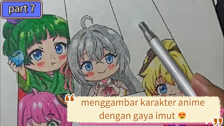 Part 7 | menggambar karakter anime dengan gaya imut yang dimulai dengan huruf "A"