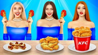 ชาเลนจ์กินโดยไม่ใช้มือปะทะ มือเดียว และสองมือ | การแข่งขันอาหารฮาๆ โดย RATATA YUMMY