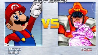 MUGEN 1.0 BATTLE : SSB mario & SSB luigi vs Vega (dictator)