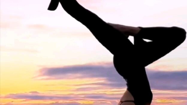 Sunset exercise in the beach