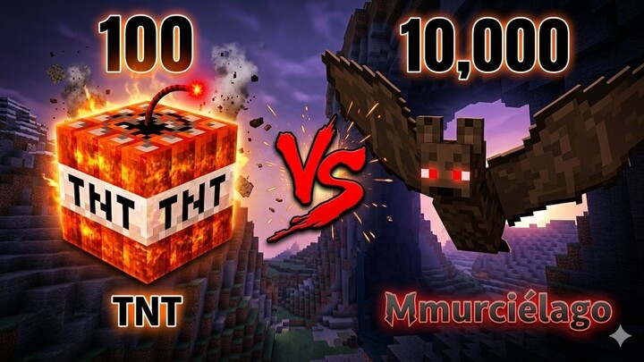 minecraft 100 TNT VS 10000 murciélago