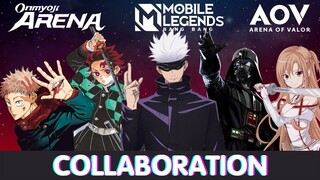 Heroes and Skins COLLABORATION : Mobile Legends, Arena of Valor, Onmyoji Arena