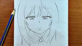 Sad anime drawing | how to draw a sad girl easy step-by-step