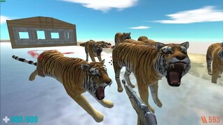 Survive with 120 Tigers in Metal Desolation. Fps Perspective! Animal Revolt Battle Simulator