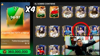 🤑 ABRO 4 SOBRES de 90 MILLONES de MONEDAS en FC 24 Mobile *Pack Opening 96-97 GRL Asegurado*