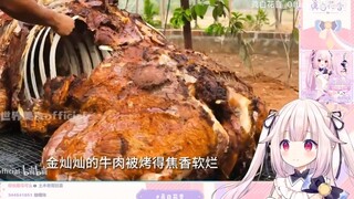 Japanese lolita's jaw dropped when she saw Indian weird roasted whole beef