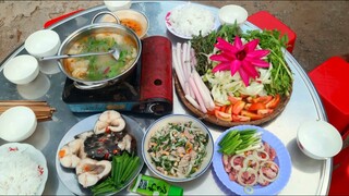 cá lăng nấu lẩu cơm mẻ || việt miền tây