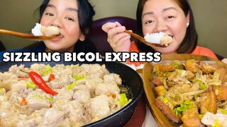 SIZZLING PORK BICOL EXPRESS & TOFU IN OYSTER MUKBANG | COLLAB WITH @Jewel Dizon