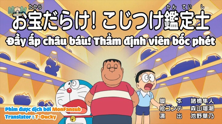 Doraemon Tập 721 - Đầy ấp châu báu! Thẩm định viên bốc phét & Chiếc túi lấy đồ | Phụ đề Tiếng Việt