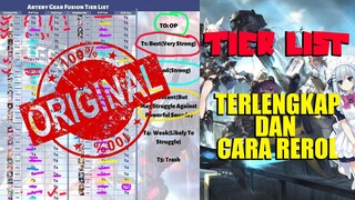 TIER LIST TERLENGKAP DAN CARA REROL - ARTERY GEAR FUSION