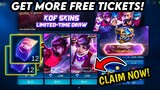 BUG! CLAIM MORE FREE KOF TICKETS + PURCHASEABLE  KOF SKIN / BUY ANY KOF SKINS IN MOBILE LEGENDS