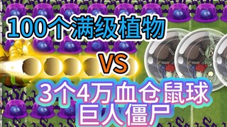 【pvz2】100个满级植物 VS 3个40000血仓鼠球巨人僵尸