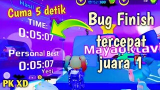 Bug Finish cuma 5 detik di permainan Sky/Parkour Race di PK XD Update terbaru Musim Salju