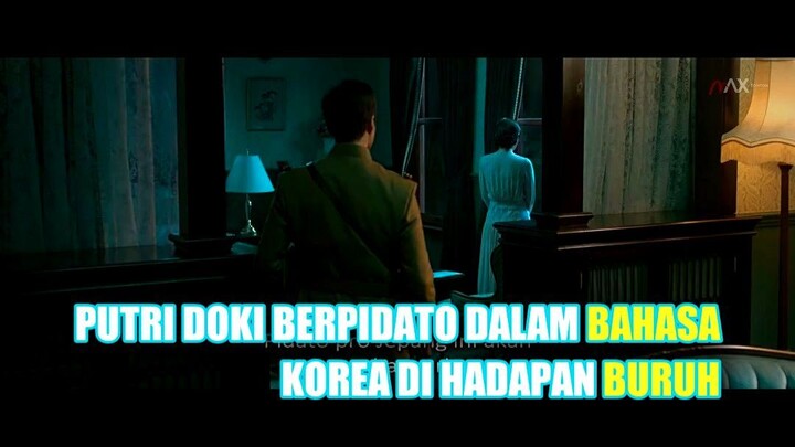 Putri Doki berpidato dalam bahasa Korea di hadapan buruh