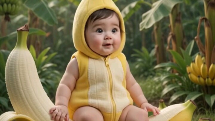 Cute Banana Baby Takes a Tiny Bite! 🍌👶💛 So Adorable! 😍