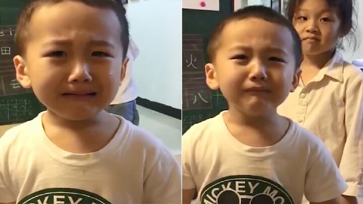 The little brother, bullied by his older sister, bursts into tears and runs to tattle. But as soon a