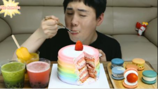Marcaron, bánh kem cầu vồng, nước ép đông lạnh phần 2 #mukbang