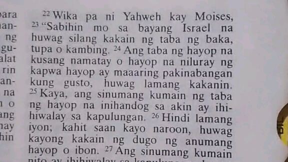 Pang Araw Araw na Talata      Leviticus 7:22-27.