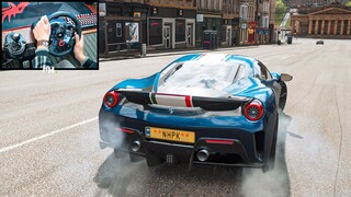 Ferrari 488 Pista - Forza Horizon 4 | Steering Wheel + Paddle Shifters Gameplay