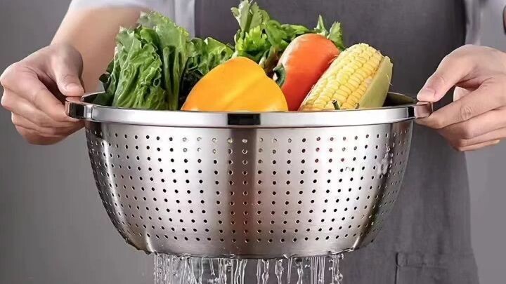 Escorredor De Arroz Inox Legumes Frutas Multiuso Cozinha Alça Coador Peneira Drenagem Inoxidável