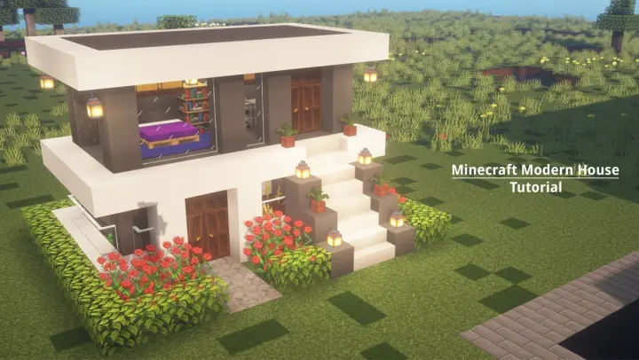 Small & easy modern house in Minecraft (Tutorial build)