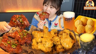 [치맥] 갓 튀긴 치킨과 생맥주는 못참지🍗🍺 뿌링클, 고추장 직화구이, 치즈볼, 크림치즈 트위스트 | BHC 치킨 먹방 Mukbang