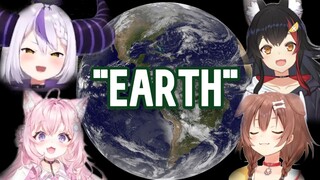 Laplus, Koyori, Mio and Korone says "EARTH"