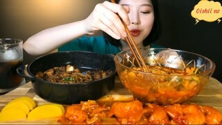 Mì tương đen hải sản, tôm chiên cay 4 #amthuc