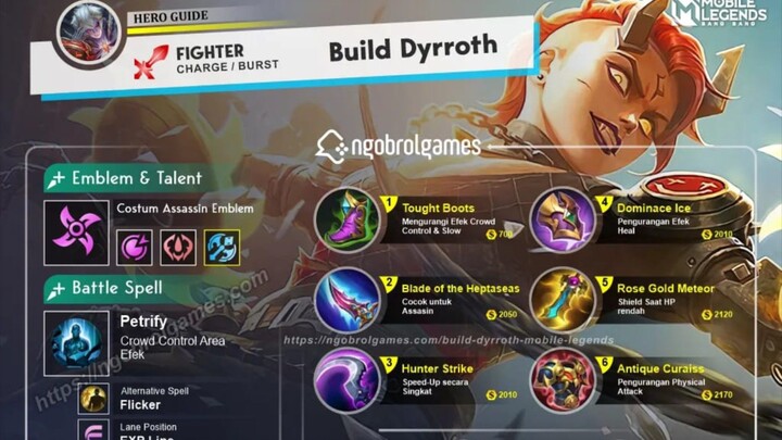 GAMEPLAY BUILD DYYROTH TERBARU MOBILE LEGENDS DI JAMIN SAKIT🔥🔥