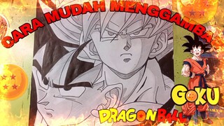 cara mudah menggambar anime dragon ball, son goku