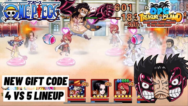 New Weekly Gift Code, 4 VS 5 Arena Battle Lineup! OPG: Treasure Island Mobile