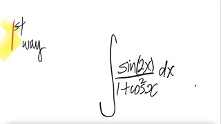 1st/2ways: trig integra  ∫sin(2x)/(1+cos^2(x)) dx