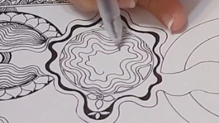 Zentangle -  Wave pattern 海浪图禅绕画#zentangle #learntodraw #creativehealing #禅绕画 #疗愈绘画 #初学禅绕图