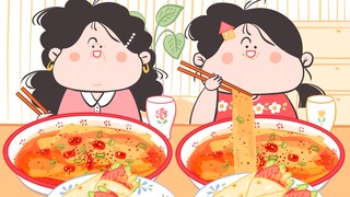 -Yoki Family Animation Series｜My mom and I’s immersive wide noodles with juicy wraps~