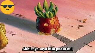 meme spongebob : seorang anak bangga bisa puasa full