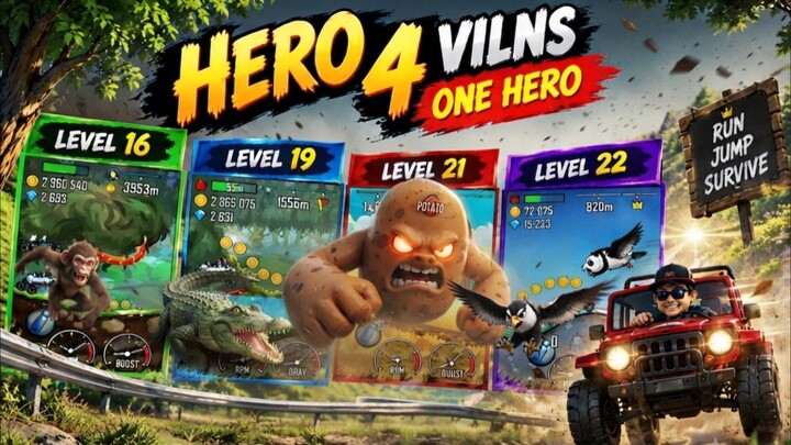 1 HERO vs 4 VILLAINS 😱 | SURVIVE, JUMP & RUN!🔥