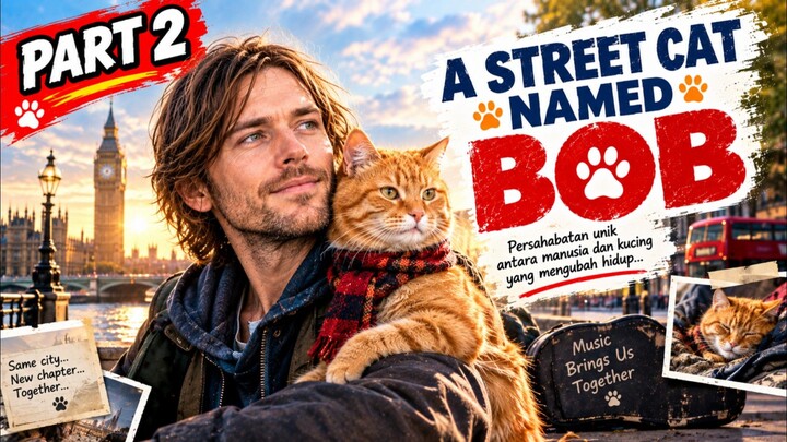 KUCING OREN YANG BISA MENYANYI. Alur Cerita A STREET CAT NAMED BOB. Part 2.