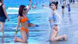 Vietnam Beach Scenes - So Many Beautiful Asian Girls On The Beach - Vietnam Travel Vlog Today