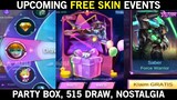 MOBILE LEGENDS UPCOMING FREE SKIN EVENTS (PARTY BOX, 515 DRAW, NOSTALGIA) - SAJIDCH GAMING