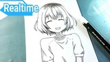 Cara menggambar anime cewe cute - Realtime | how to draw anime