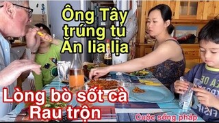 Lòng bò sốt cà rau trộn/Chồng Tây gặp món khoái khẩu ăn lia lịa/Cathy Gerardo cuộc sống pháp