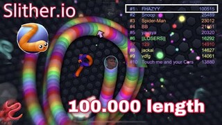 [Slither.io] Buồn Tay Chán Người Chơi Banh Nóc Rắn Cầu Vồng Lên Ngay 100.000 Length !!!