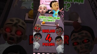 4 pocong mengejar Upin dan Fizi 😱😱 Untung mereka selamat!! Tapi kok... | MRI #Shorts