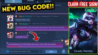 NEW BUG CODE!! TRICK TO GET M3 REWARDS AND FREE SKIN | MLBB