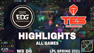 Highlight EDG vs TES All Game LPL Mùa Xuân 2021  LPL Spring 2021  Edward Gaming vs Top Esports