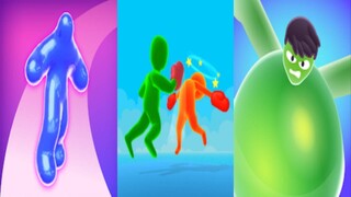 BLOB RUNNER 3D vs JELLY GIANT RUSH vs WOBBLE-MAN RUN - Triple Game