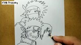 ASMR drawing Naruto Kakashi Sasuke Sakura  ... VERY EASY ,, how to draw NARUTO manga from japan