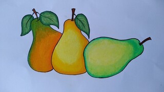Cara menggambar dan mewarnai buah buahan || Menggambar buah pear