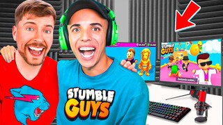 MRBEAST me REGALA sus SKINS de STUMBLE GUYS! 😱