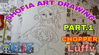 drawing luffy dan chopper dari anime one piece part.1